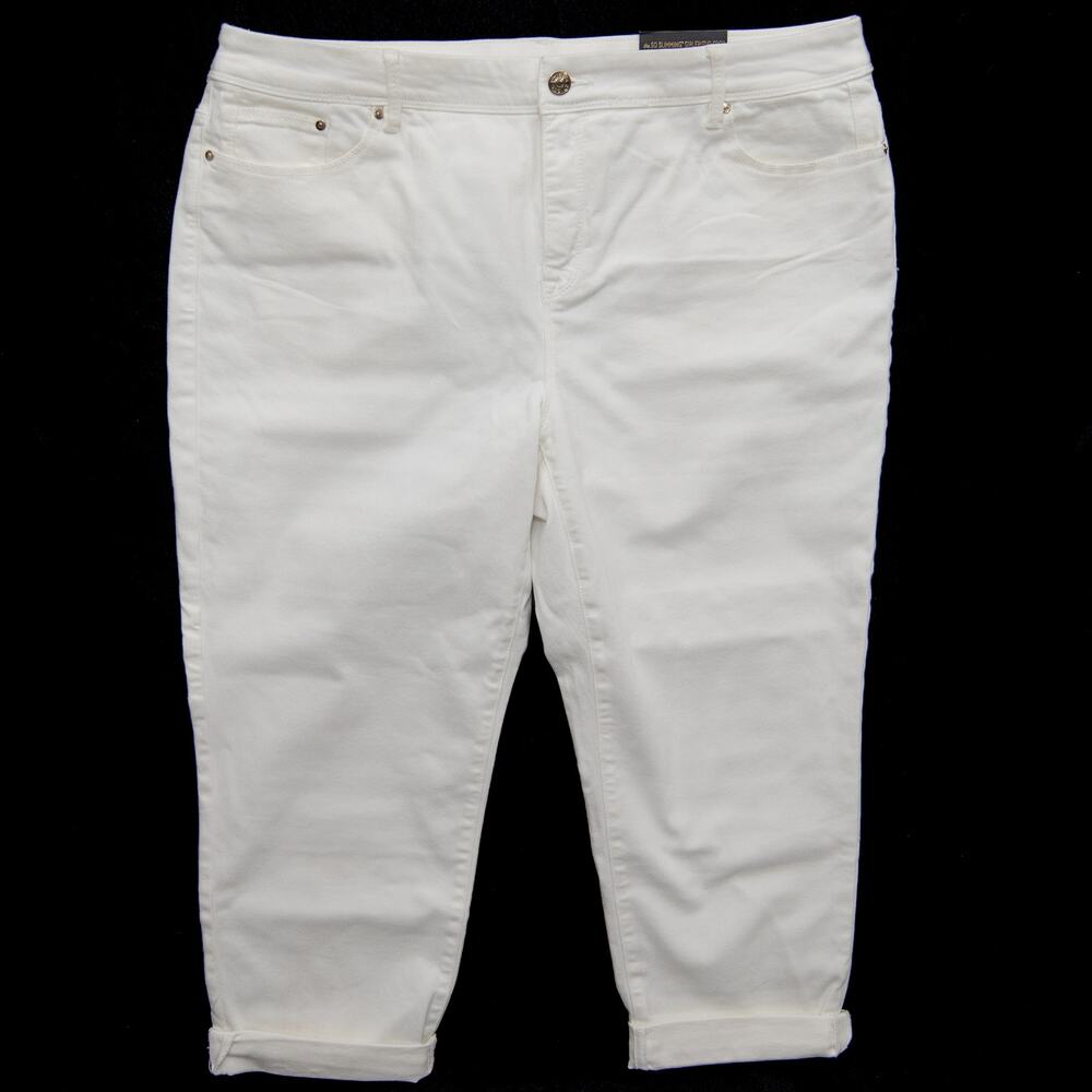 Chico's Off White So Slimming Girlfriend Crop Jeans Size 18